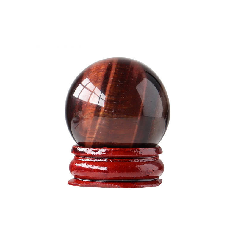 Olivenorma Natural Gemstone Crystal Ball with Wooden Stand - Red Tiger Eye - image 28