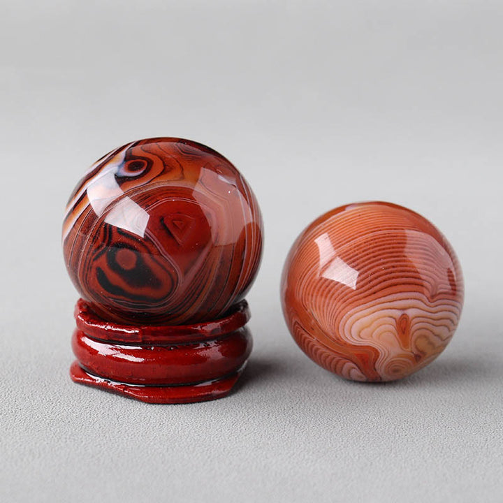 Olivenorma Natural Gemstone Crystal Ball with Wooden Stand - Sardonyx - image 37