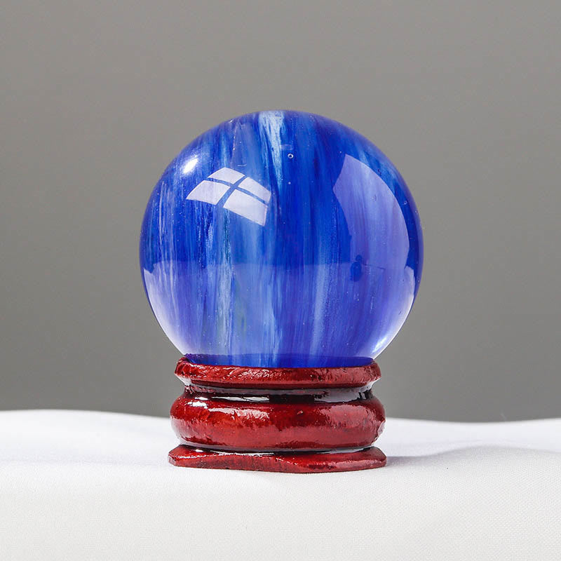 Olivenorma Natural Gemstone Crystal Ball with Wooden Stand - Kyanite - image 31