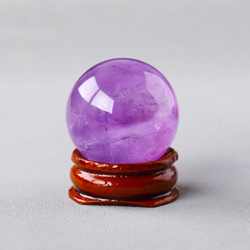 Olivenorma Natural Gemstone Crystal Ball with Wooden Stand - Amethyst #1 - image 1