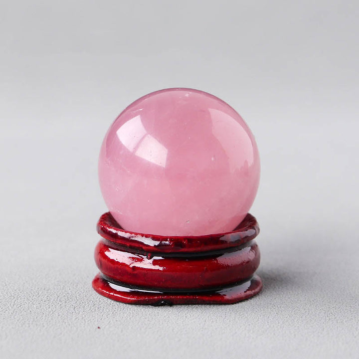 Olivenorma Natural Gemstone Crystal Ball with Wooden Stand - Rose Quartz - image 6