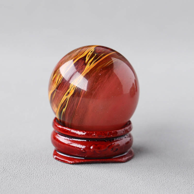 Olivenorma Natural Gemstone Crystal Ball with Wooden Stand - Tiger Eye - image 30