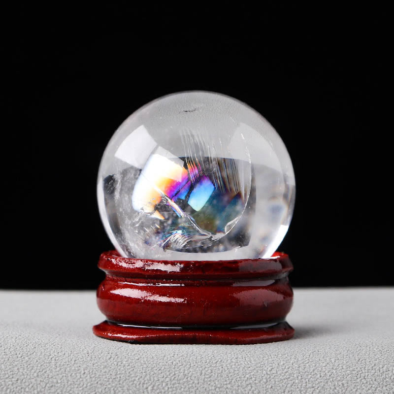 Olivenorma Natural Gemstone Crystal Ball with Wooden Stand - Clear Quartz - image 4
