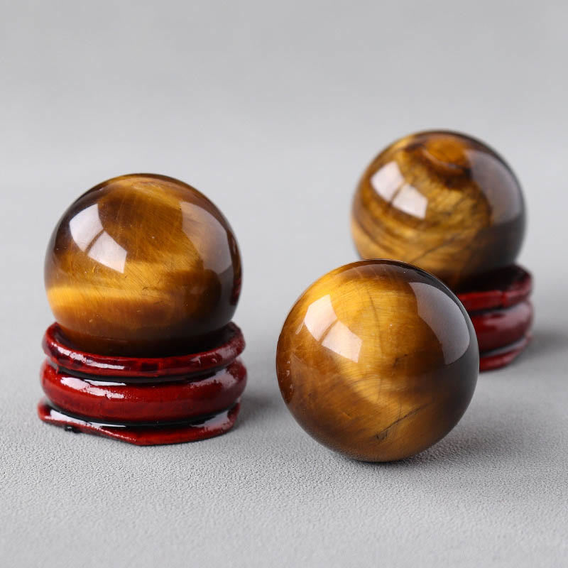 Olivenorma Natural Gemstone Crystal Ball with Wooden Stand - Yellow Tiger Eye - image 11
