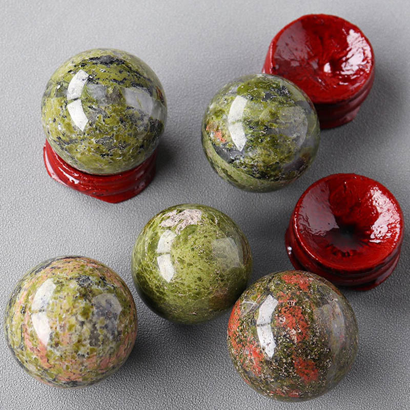 Olivenorma Natural Gemstone Crystal Ball with Wooden Stand - image 24