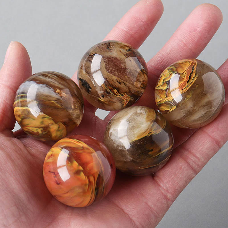 Olivenorma Natural Gemstone Crystal Ball with Wooden Stand - image 41