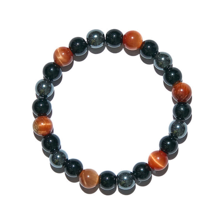 Olivenorma Orange Tiger Eye Obsidian Hematite Beaded Bracelet - image 4