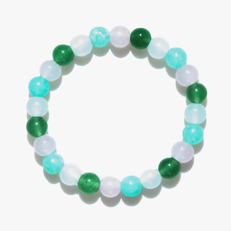 Olivenorma Clear Crystal Green Fluorite Rose Quartz Beaded Bracelet - image 3