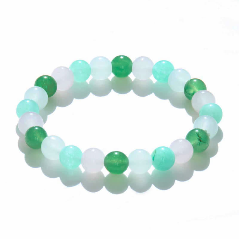 Olivenorma Clear Crystal Green Fluorite Rose Quartz Beaded Bracelet - image 2