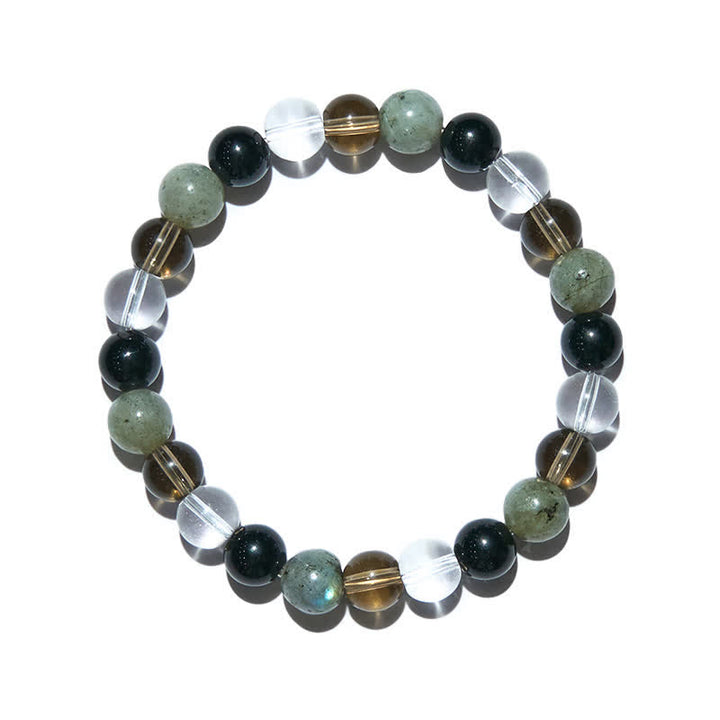 Olivenorma Clear Crystal Labradorite Obsidian Smoky Quartz Beaded Bracelet - image 4