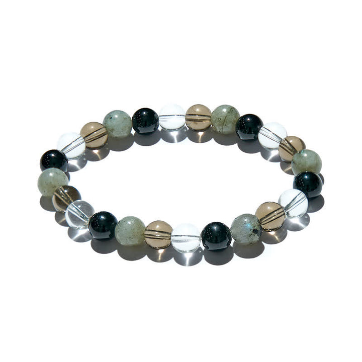 Olivenorma Clear Crystal Labradorite Obsidian Smoky Quartz Beaded Bracelet - image 3