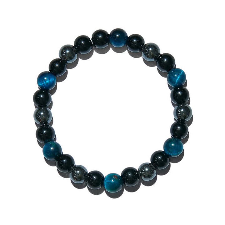 Olivenorma Blue Tiger Eye Obsidian Hematite Beaded Bracelet - image 3