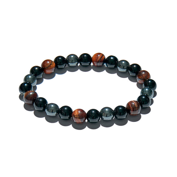Olivenorma Red Tiger Eye Obsidian Hematite Beaded Bracelet - Red Tiger Eye - image 3