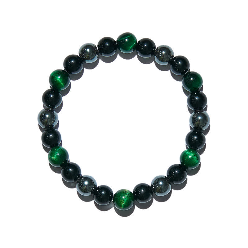 Olivenorma Green Tiger Eye Obsidian Hematite Beaded Bracelet - image 5