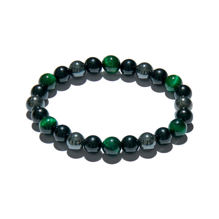 Olivenorma Green Tiger Eye Obsidian Hematite Beaded Bracelet - image 4