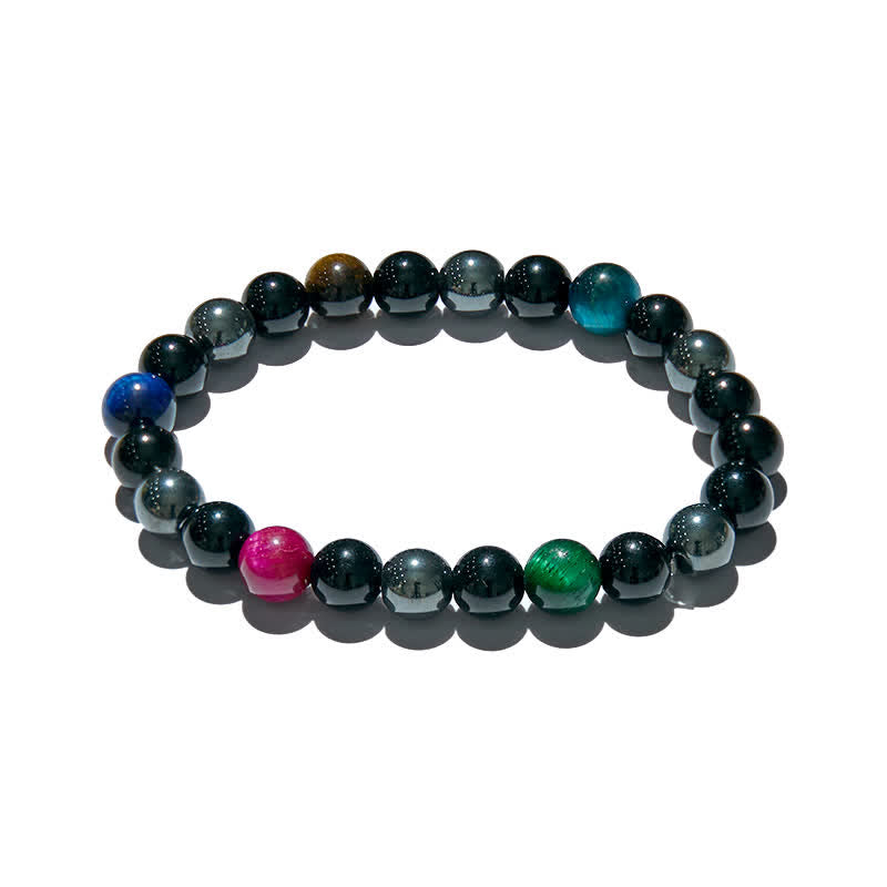Olivenorma Multicolor Tiger Eye Obsidian Hematite Beaded Bracelet - image 3