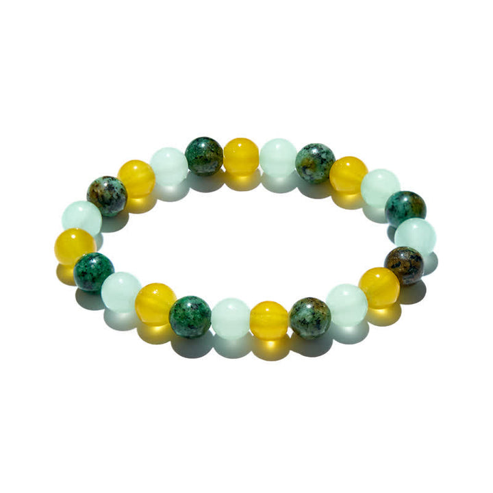 Olivenorma African Turquoise Green Fluorite Citrine Beaded Bracelet - image 4