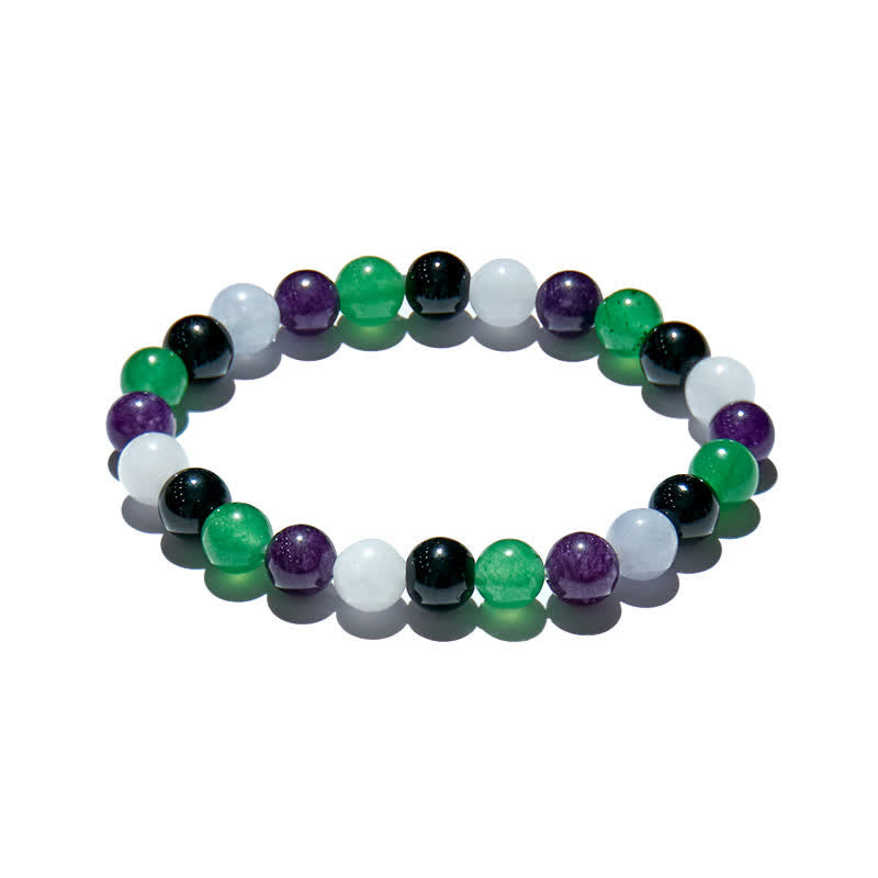 Olivenorma 8mm Multicolor Natural Stone Amethyst Beaded Bracelet - image 2