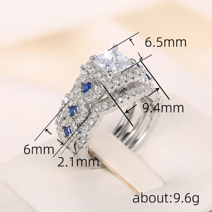 FREE Today:  Blue Sapphire Twisted Halo 3 Pcs Ring Set - image 10