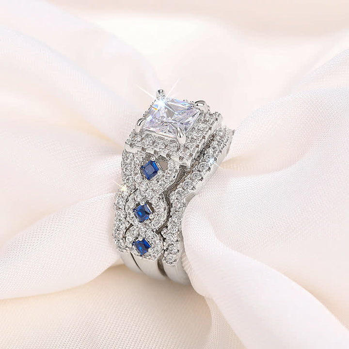 FREE Today:  Blue Sapphire Twisted Halo 3 Pcs Ring Set - image 7