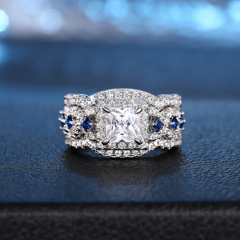 FREE Today:  Blue Sapphire Twisted Halo 3 Pcs Ring Set - image 0