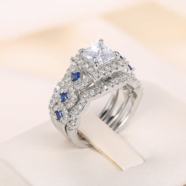 FREE Today:  Blue Sapphire Twisted Halo 3 Pcs Ring Set - image 8