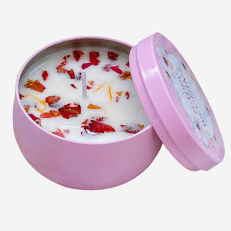 Olivenorma Natural Dried Flower Soy Candle Crystal Aromatherapy - White Peach Oolong - 80g - image 12