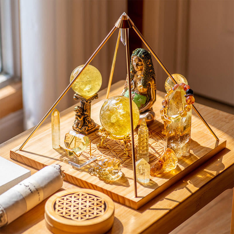 Olivenorma Customized Wealth Is Flowing Citrine Pyramid Crystal Array - Citrine Crystal Array - image 0