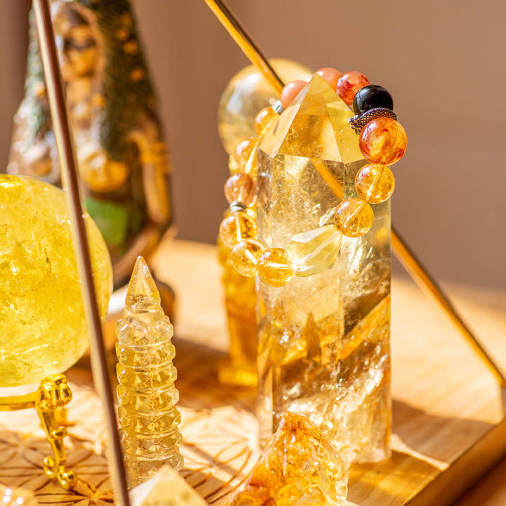 Olivenorma Customized Wealth Is Flowing Citrine Pyramid Crystal Array - image 1