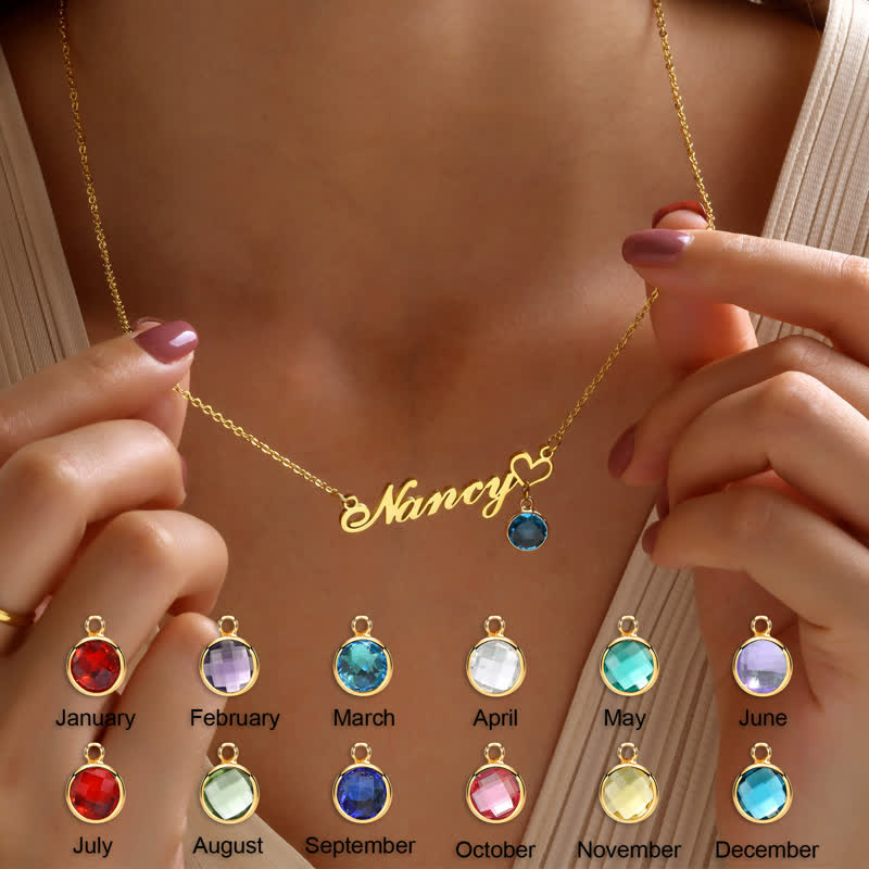 Olivenorma Personalized Name Birthstone Pendant Women Necklace - Rose Gold - 1 Birthstone - image 1