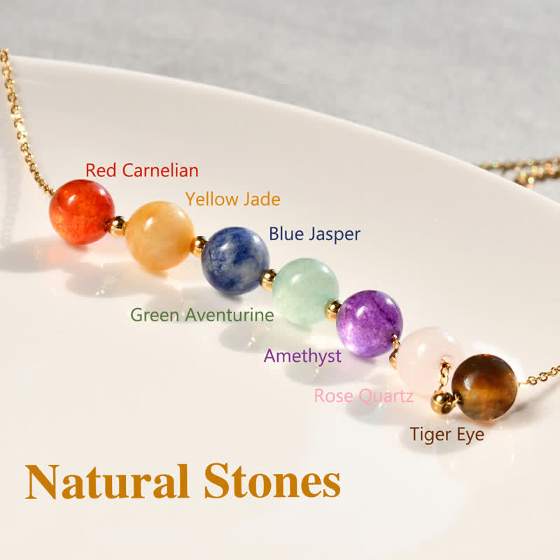 Olivenorma Natural 7 Colors Stone Beads Handcrafted Beaded Necklace - image 2