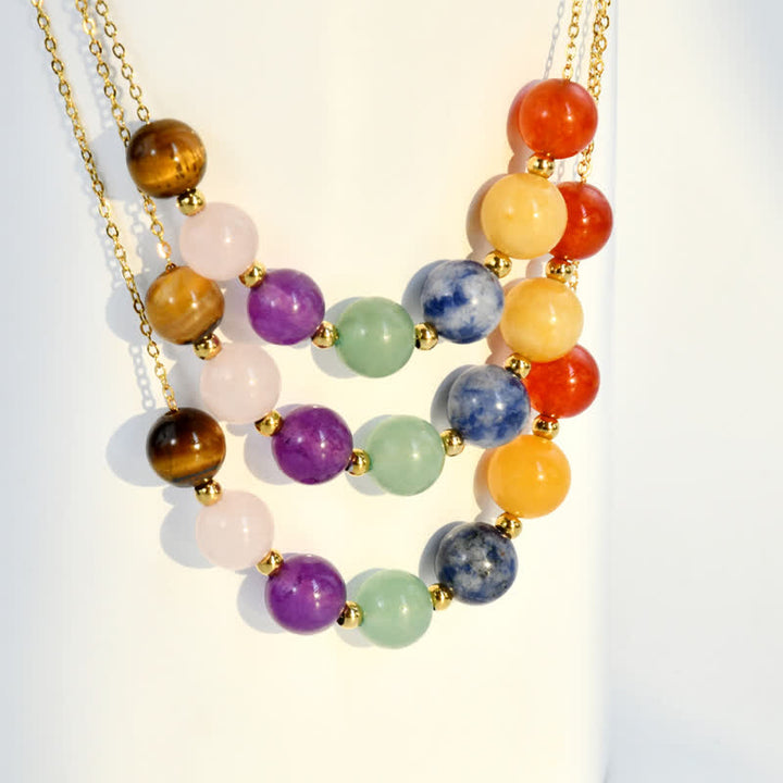 Olivenorma Natural 7 Colors Stone Beads Handcrafted Beaded Necklace - image 3