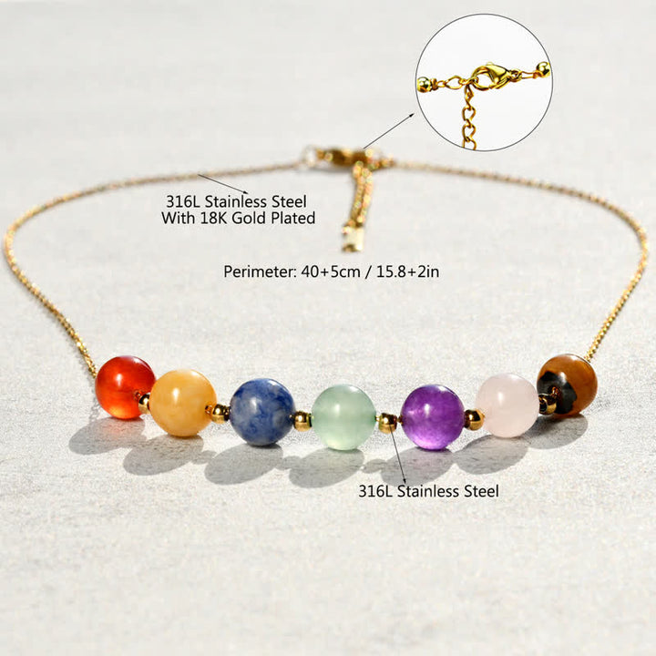 Olivenorma Natural 7 Colors Stone Beads Handcrafted Beaded Necklace - image 5