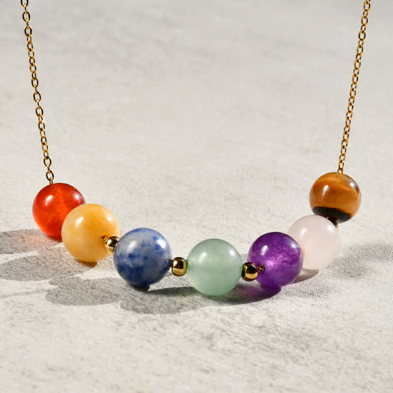 Olivenorma Natural 7 Colors Stone Beads Handcrafted Beaded Necklace - image 8