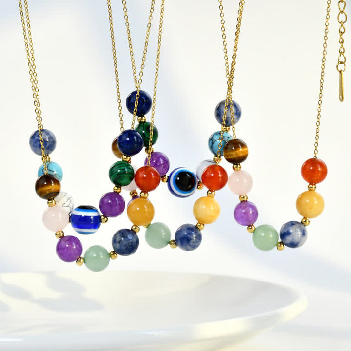 Olivenorma Natural 7 Colors Stone Beads Handcrafted Beaded Necklace - image 10