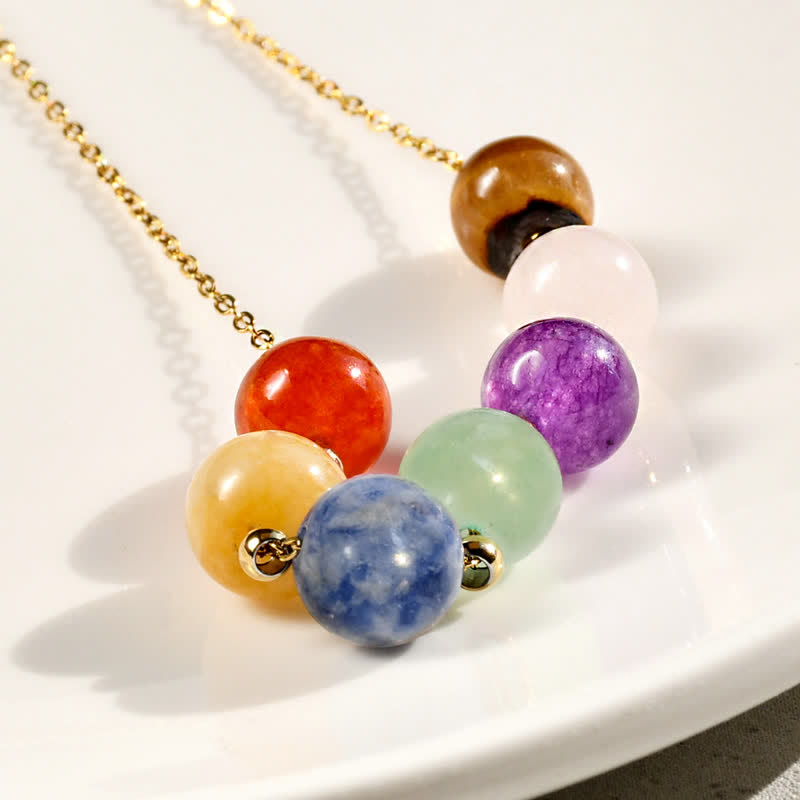 Olivenorma Natural 7 Colors Stone Beads Handcrafted Beaded Necklace - image 7