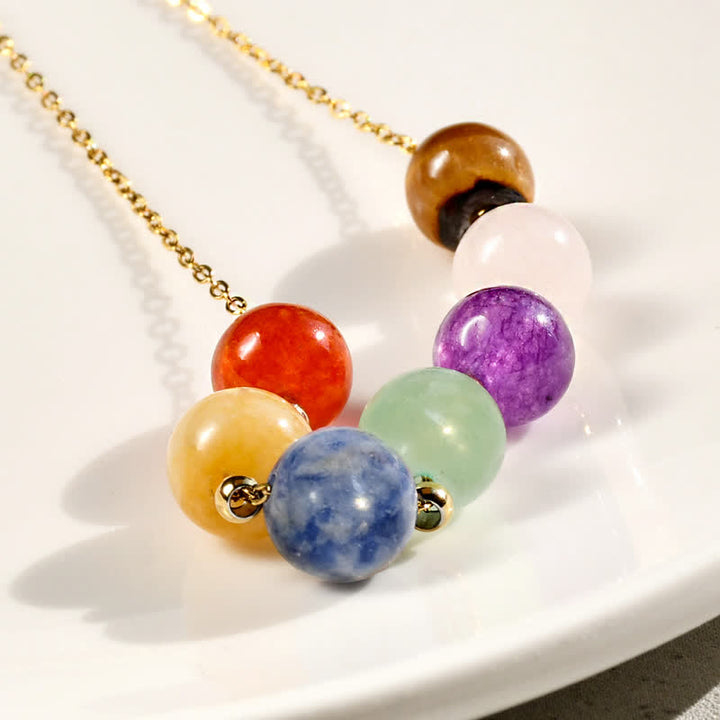 Olivenorma Natural 7 Colors Stone Beads Handcrafted Beaded Necklace - image 7