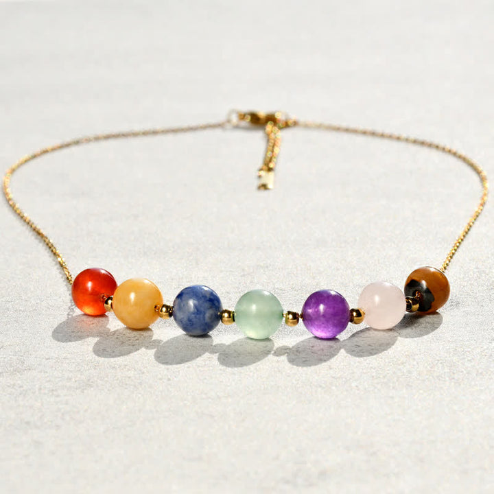 Olivenorma Natural 7 Colors Stone Beads Handcrafted Beaded Necklace - image 6