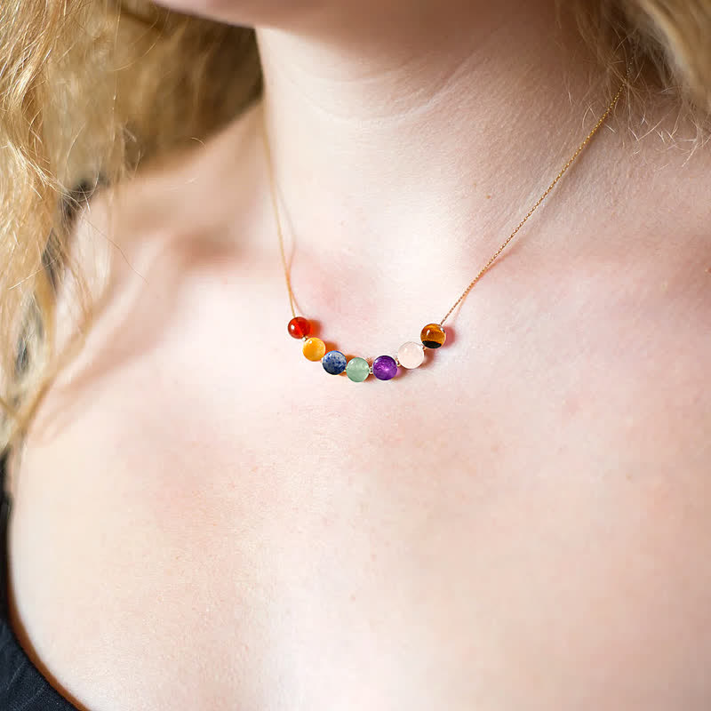 Olivenorma Natural 7 Colors Stone Beads Handcrafted Beaded Necklace - image 1