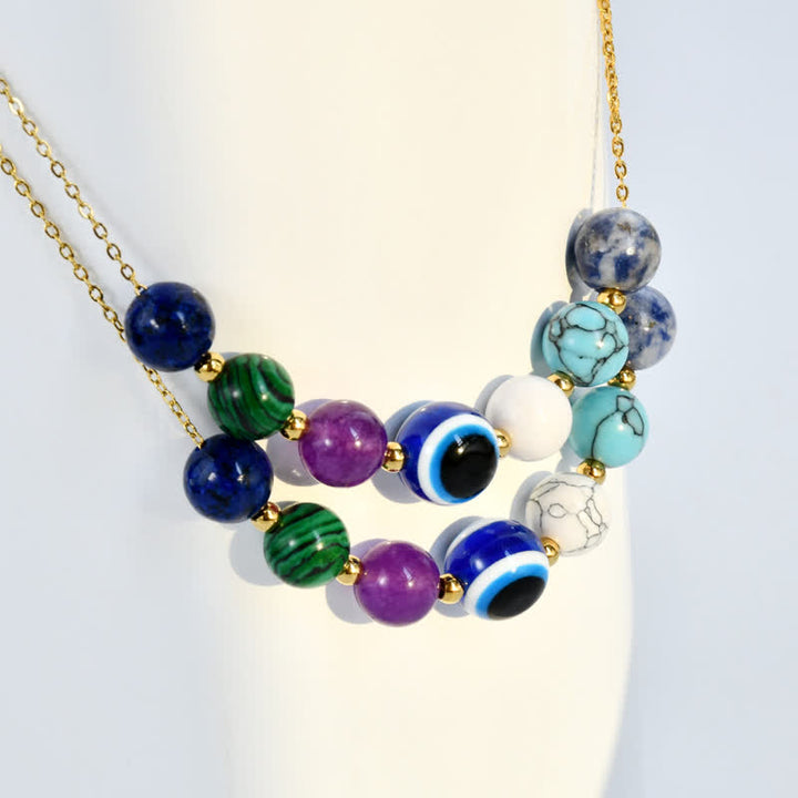 Olivenorma Natural Stone Beads Handcrafted Evil Eye Beaded Necklace - image 4