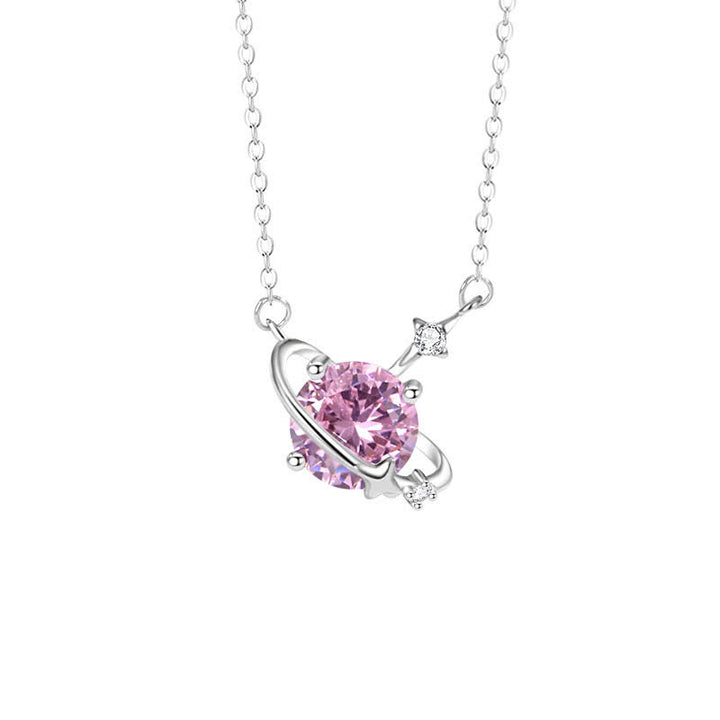 Olivenorma Colored Zircon Birthstone Planet Pendant Sterling Silver Necklace - October-Tourmaline - image 12