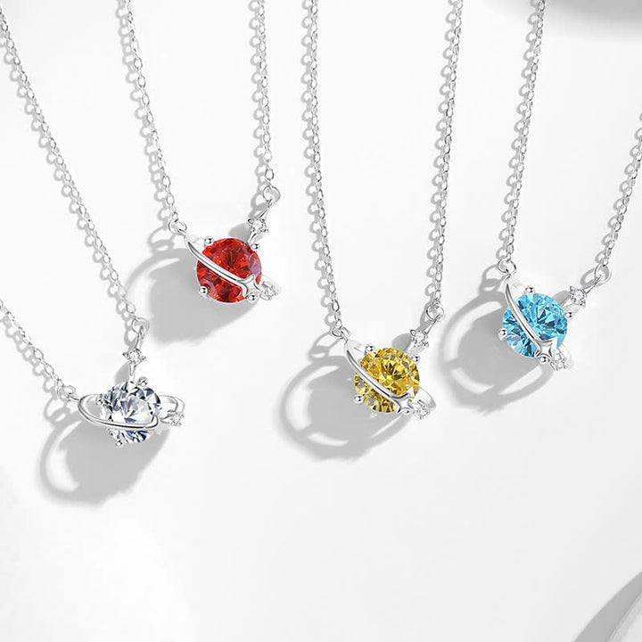 Olivenorma Colored Zircon Birthstone Planet Pendant Sterling Silver Necklace - image 0
