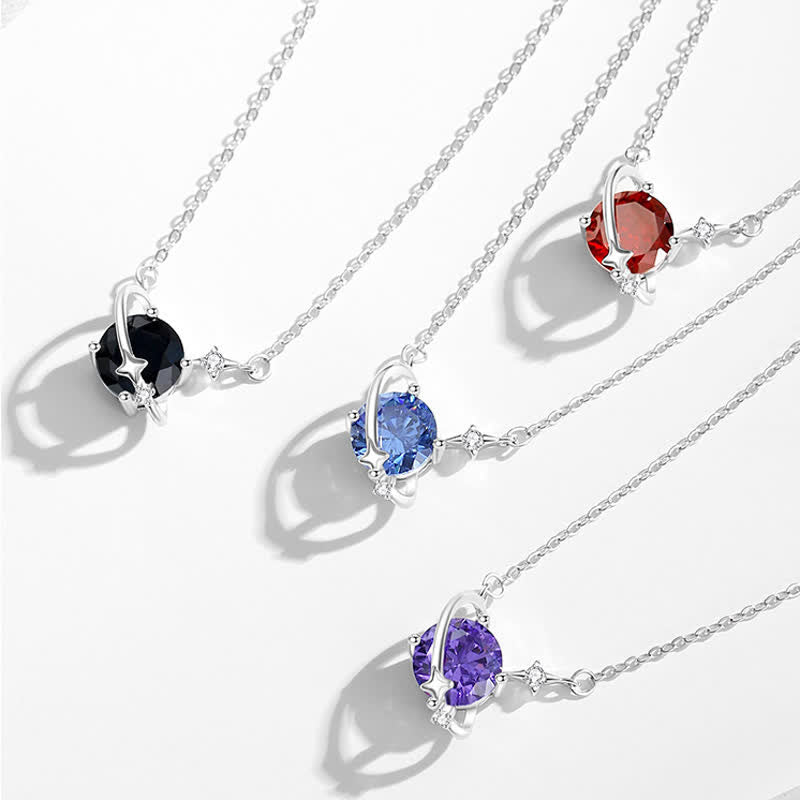 Olivenorma Colored Zircon Birthstone Planet Pendant Sterling Silver Necklace - image 16