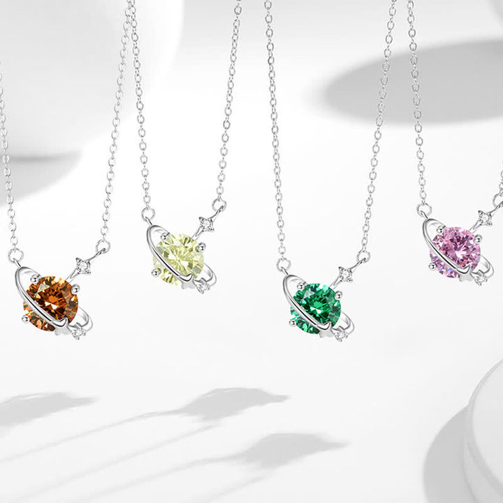 Olivenorma Colored Zircon Birthstone Planet Pendant Sterling Silver Necklace - image 15