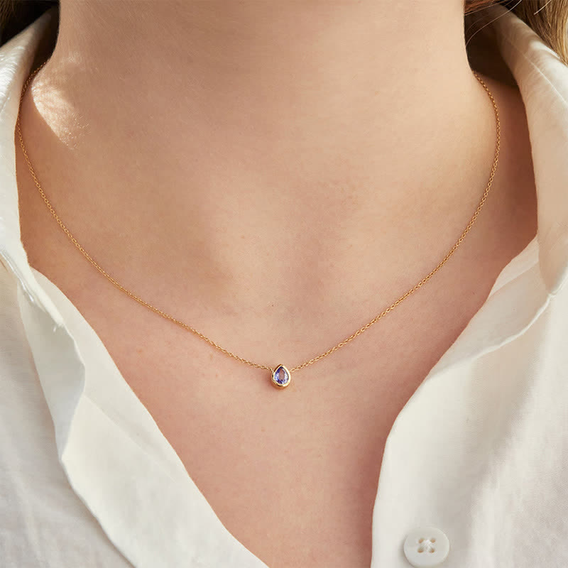 Olivenorma Silver Birthstone Drop Pendant Necklace - image 2