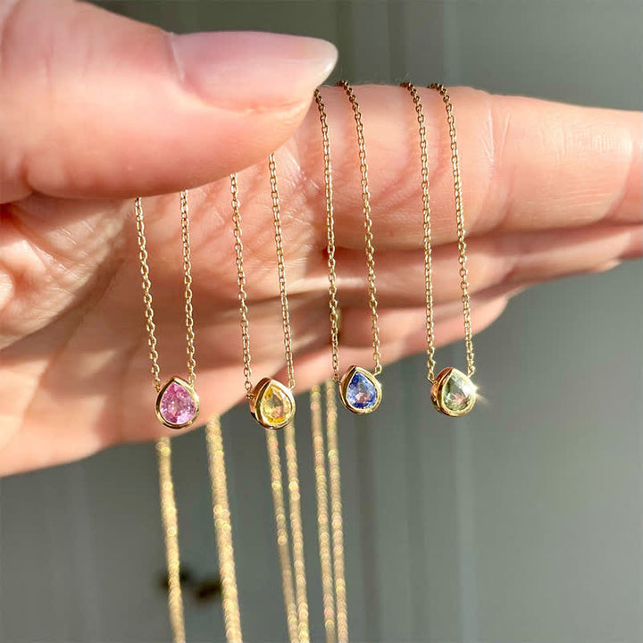Olivenorma Silver Birthstone Drop Pendant Necklace - image 0