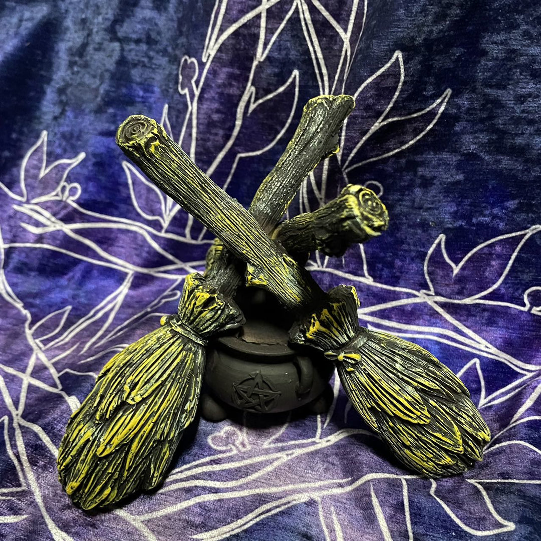 Olivenorma Magic Witch Broom Crystal Candle Holder Desk Decor - Broom Holder - image 1