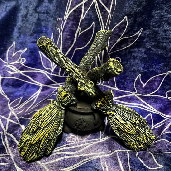 Olivenorma Magic Witch Broom Crystal Candle Holder Desk Decor - Broom Holder - image 1