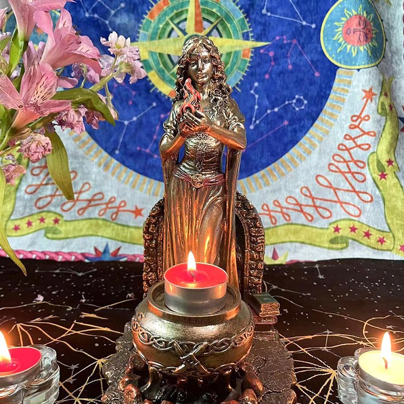 Olivenorma Goddess BRIGID Statue Candle Holder Crystal Ball Holder - image 1