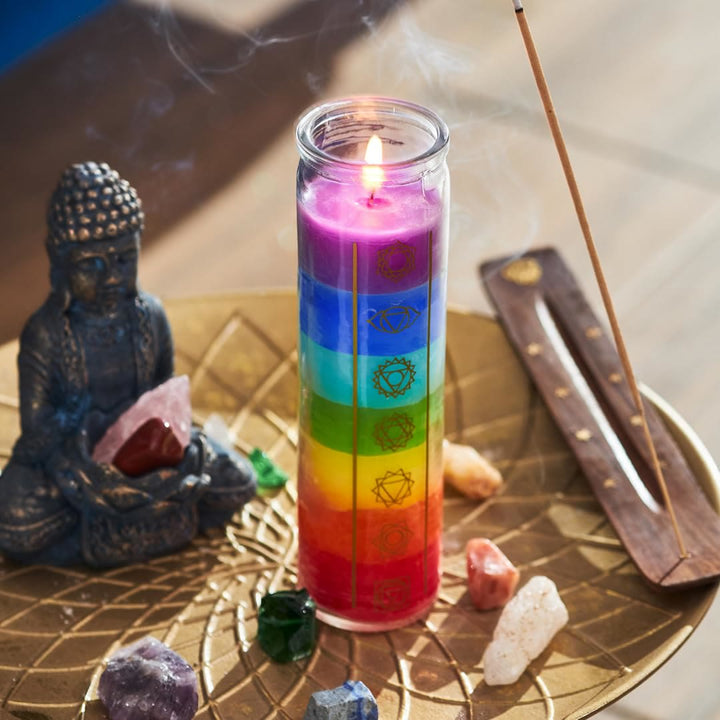 Olivenorma 7 Chakra Candle Devotional Candle with Clear Jar - image 1